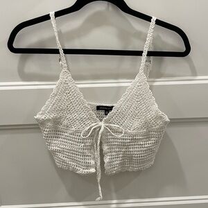 Kendall & Kylie white crochet tie top